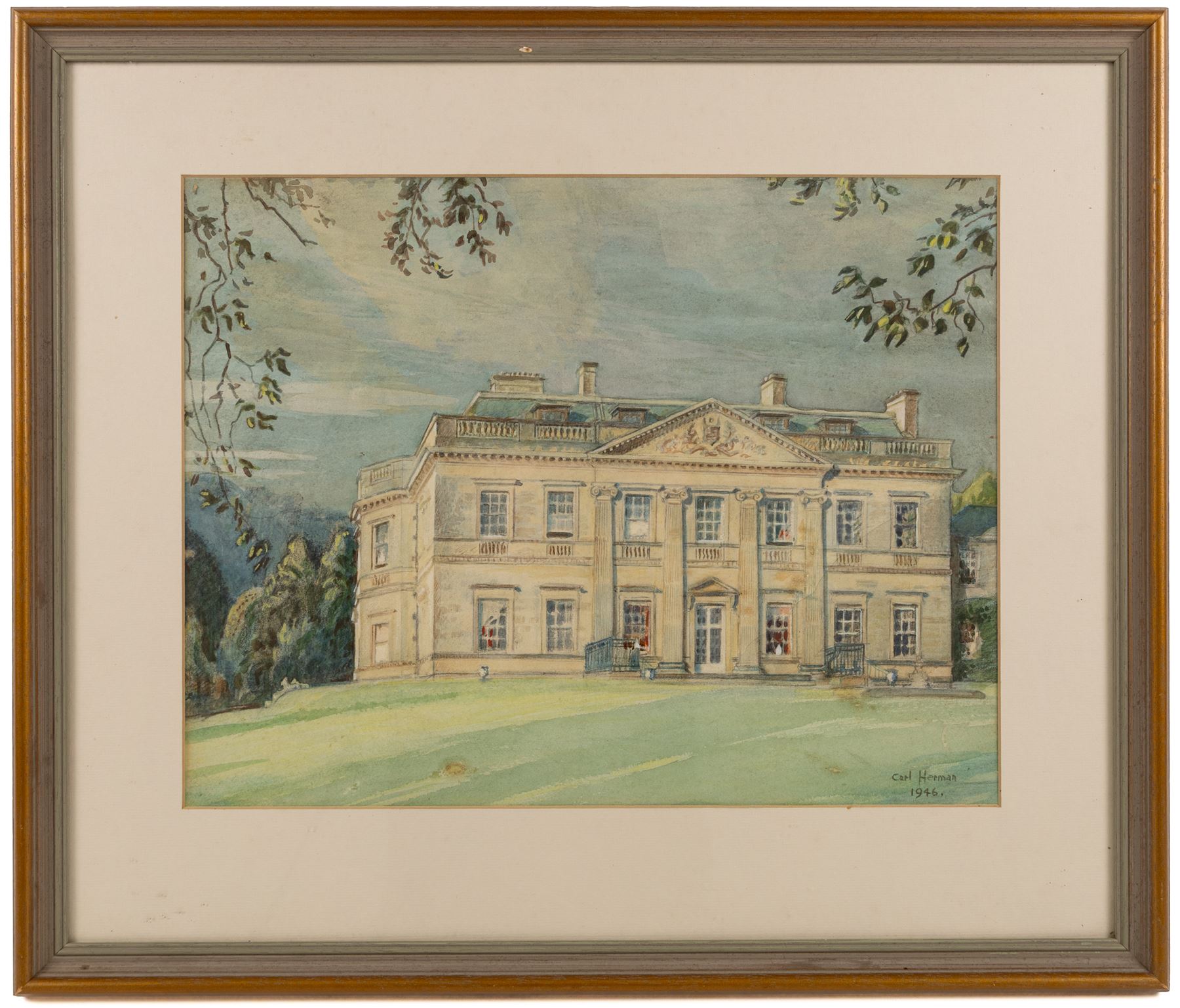 Carl Herman (Scarborough 1887-1955): Hackness Hall, watercolour signed and dated 1946, 30cm x 39cm