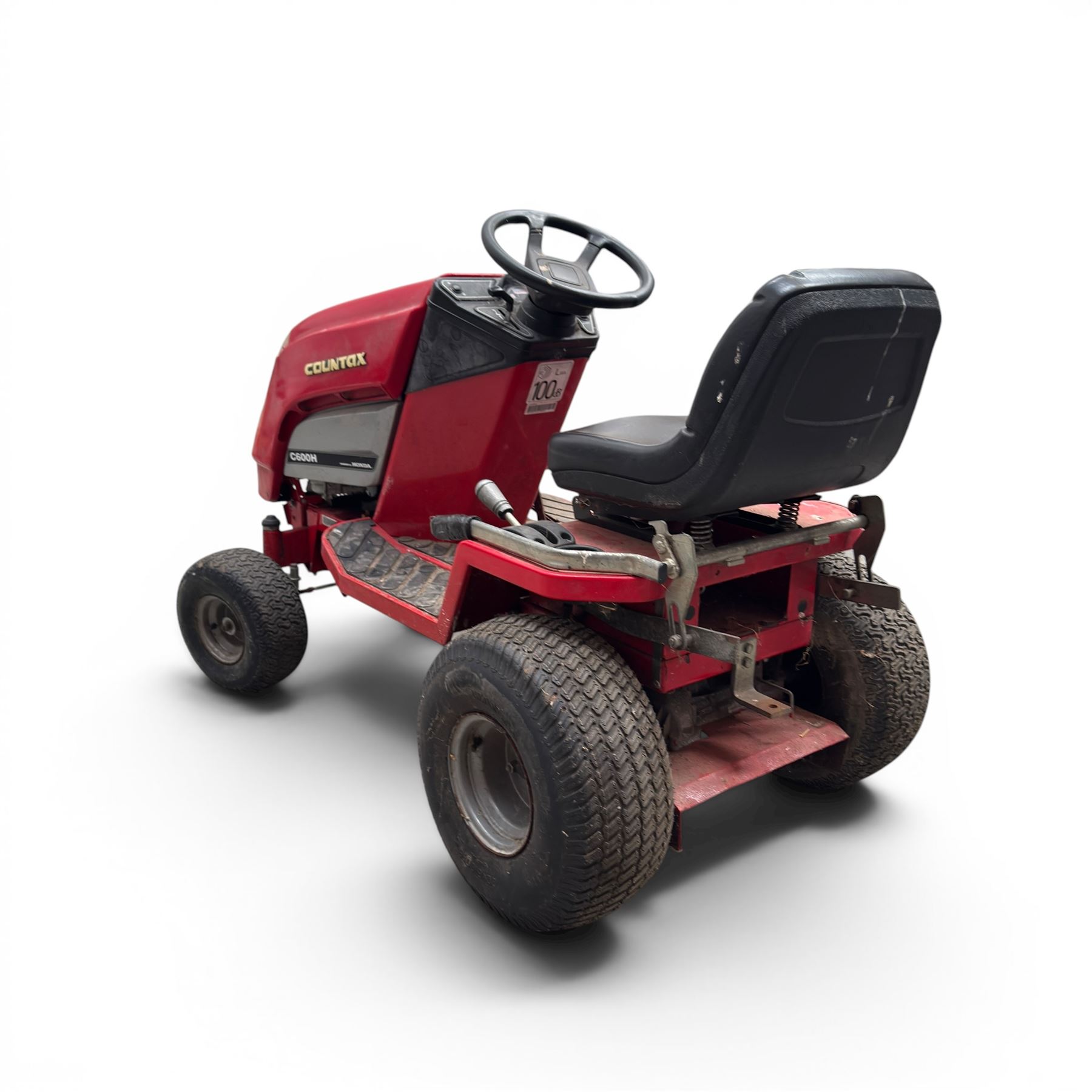 Countax C600H - ride on lawnmower / yard tractor with Honda engine, black seat and red bodywork.