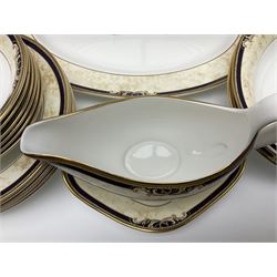 Wedgwood Cornucopia part dinner service, comprising six dinner plates, six soup bowls, six bowls, two serving platters, two oval dishes, covered serving dish, sauce boat and saucer (25)
