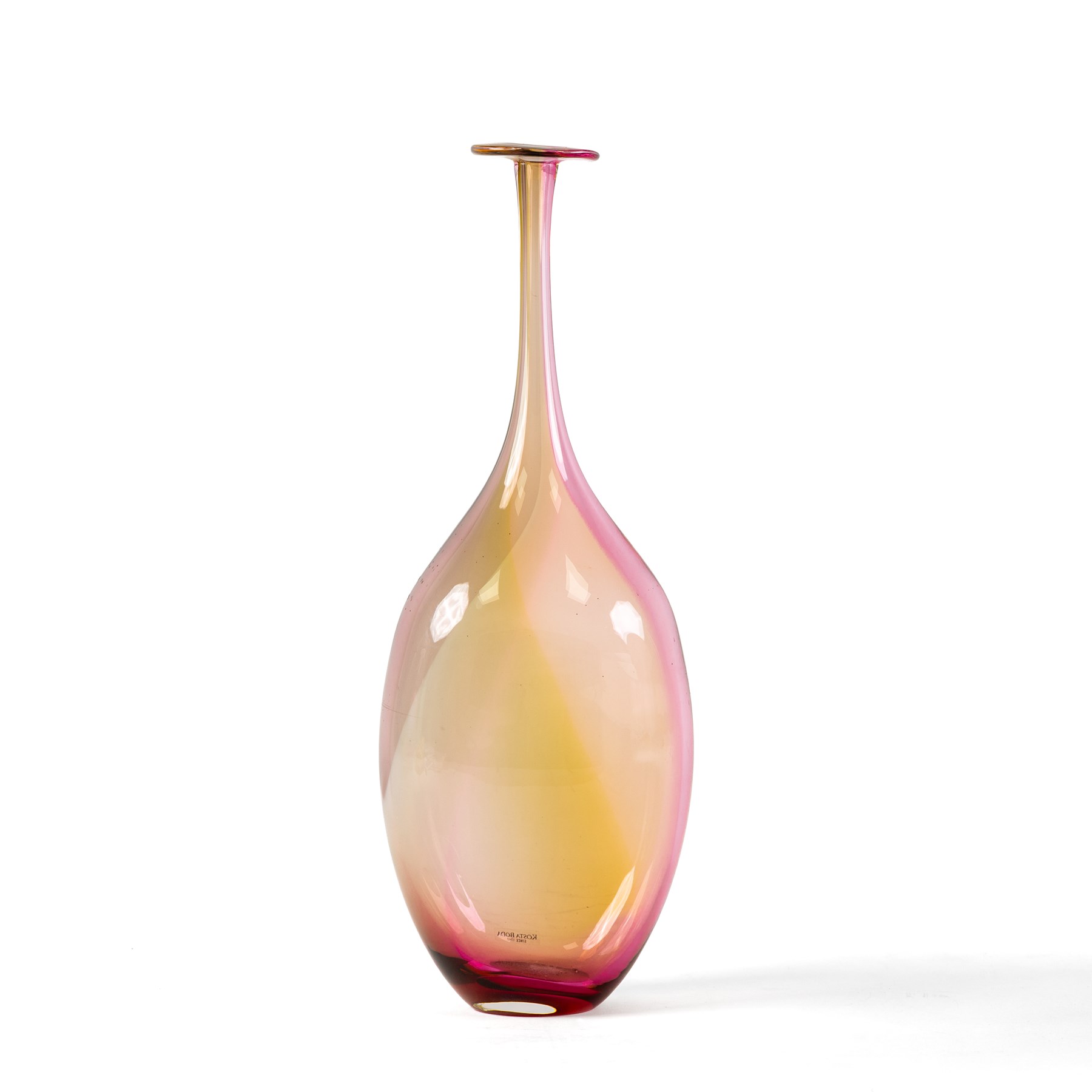 Kjell Engman - Kosta Boda Fidji vase of teadrop form with slender tapered neck and free form horizontal rim, H26cm