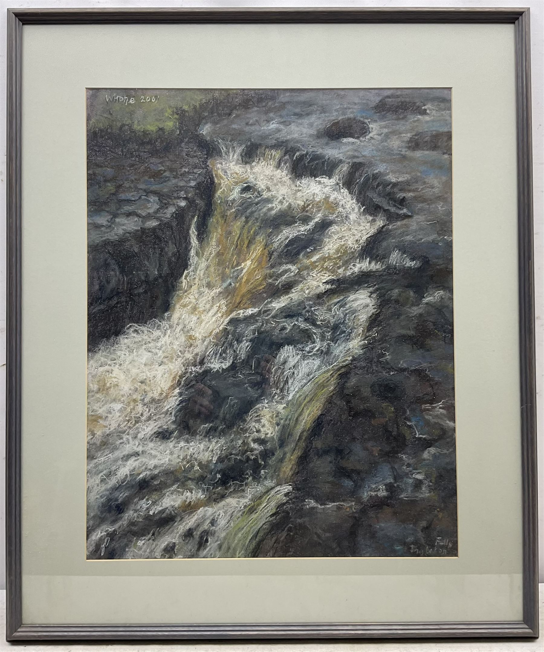 Herbert Whone (Northern British 1925-2011): 'Ingleton Falls', pastel signed titled and dated 2001, 62cm x 49cm