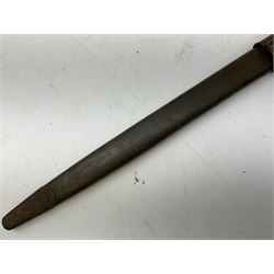 WW1 American Model 1917 Enfield bayonet by Remington with 43cm fullered steel blade; in leather scabbard with frog L59cm overall; and American M5A1 knife bayonet marked MILPAR COL to the cross-piece (no scabbard) (2)