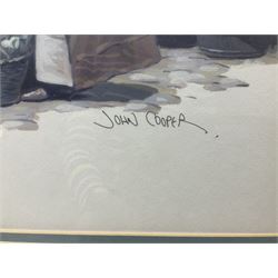 John Cooper (British 1942-) after Frank Meadow Sutcliffe (British 1853-1941): Fisherpeople at Coffee House Corner Where Fish Auctions Were Held (19-39B), gouache signed 37cm x 55cm