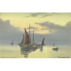 J Maurice Hosking (19th/20th century): 'Fishing Boats off Yarmouth', watercolour titled signed and dated 1910, 23cm x 34cm