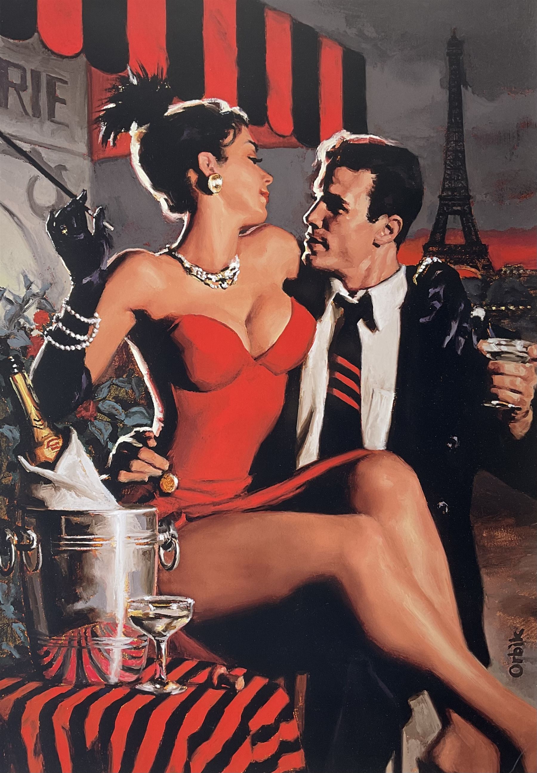 Glen Orbik (American 1963-2015): 'Midnight in Paris', large limited edition print titled and numbered 8/50 in pencil 91cm x 62cm