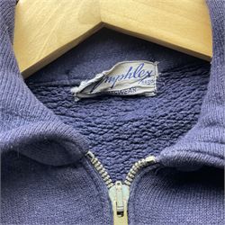 On the direct instructions of Anita Porter nee Lonsbrough Great British Olympic and Commonwealth Games gold medal winning swimmer - collection of early and international memorabilia comprising original Huddersfield Bath Club track suit top bearing eight stitched on cloth badges including British Empire & Commonwealth Games 1958 England Team, YSASA, North Eastern Counties ASA, ESSA Division 3,  English Schools Swimming Association winner etc
The swimming costume Anita wore at the 1958 Commonwealth Games in Cardiff, her first major championships, where she won two gold medals. The grey elastic on the sides, in those days, she would use to make it tighter and more streamlined.
Blue track suit from the 1960 Olympics which she wore on the podium receiving the gold medal.
1960 pool side towelling robe used at the Rome Olympics (interesting to note her name is spelt wrong on the embroidered label).
1962 Commonwealth Games pool side towelling robe used in Perth Australia when winning three Gold medals. 
It was also this year she became BBC Sports Personality of the year, the first female to do so.
Her 'lucky' pool side towel which she took with her to every event she competed in and which can be seen round her neck in many official celebratory photographs. Copies of some of these photographs are included for identification.
In addition there are two souvenir programmes of an evening event to honour Anita at The Theatre Royal Huddersfield and she has kindly signed the front cover on one of these.