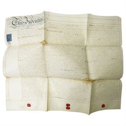 George III surrender of a tenancy in the Manor of Liddington in the county of Rutland, surrender of a tenancy on the same estate 1799 and two other indentures concerning the same estate; William and Mary indenture 1691,  Queen Anne indenture between John Waldrom of Oadby and George Durnor, mortgage document and other indentures