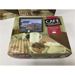 Corgi - six Cafe Connection boxed sets to include CC10501 ERF K. Platform Lorry - Richard Read (Transport) Ltd. Coronation Cafe; CC10801 Foden S21 Tipper with Gravel Load - Moreton C Cullimore & Son Ltd. The Towers; CC11603 Albion Reiver Sheeted Platform Lorry - W.H. Malcolm Ltd. Jungle Cafe; with three further examples, all boxed (6)