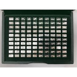 '100 Greatest Cars', set of one hundred silver miniature car ingots by John Pinchers, in presentation box 