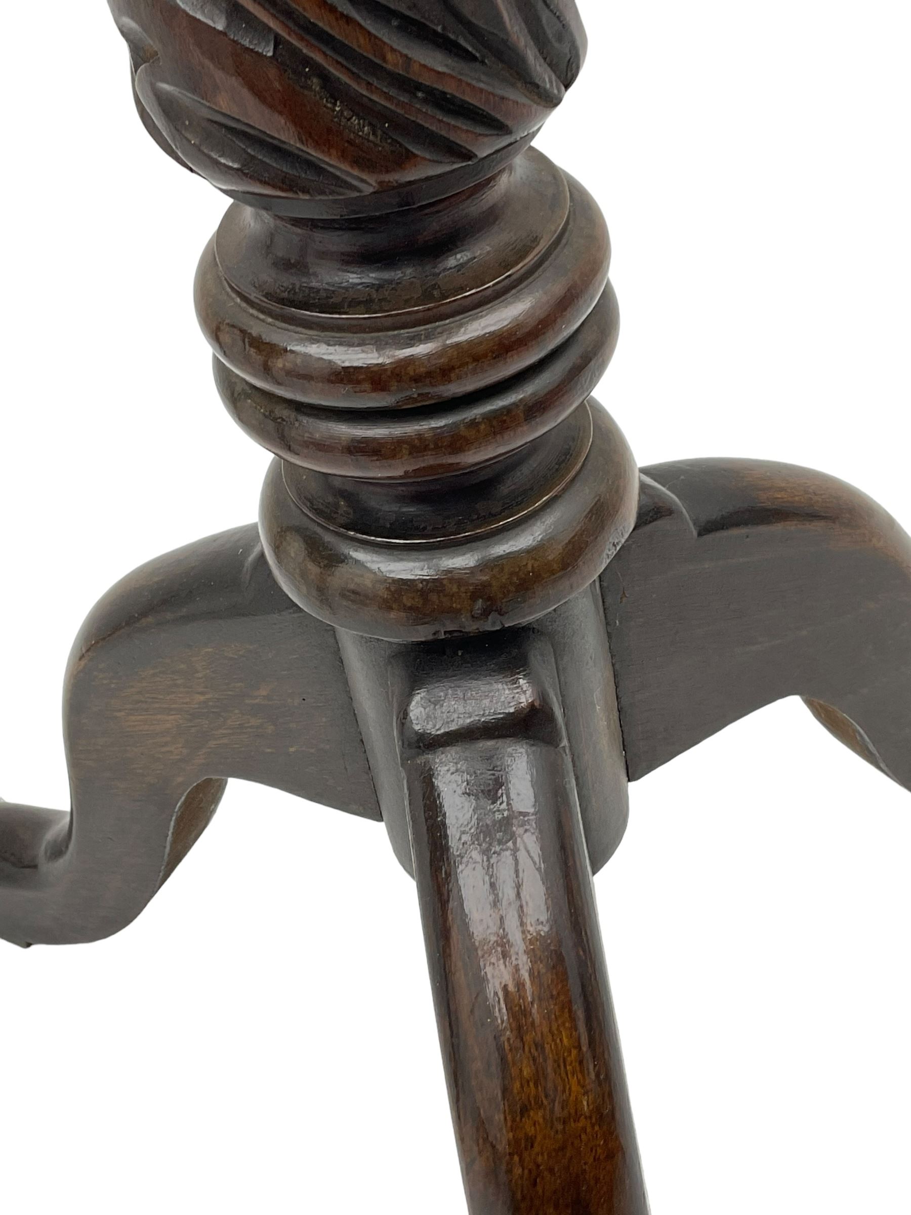 Mahogany rope twist jardiniere stand (H98cm); George III mahogany fold-over tea table (H75cm); occasional table with sectioned drawer (H72cm, W49cm, D37cm); upholstered stool (4)