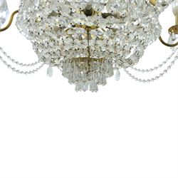 Late 20th century glass six branch chandelier, beaded glass  
