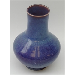  Ruskin high fired stoneware vase by William Howson Taylor, dated 1911, ovoid body with cylindrical lightly flared neck in sang de boeuf glaze impressed marks, H21.5cm  