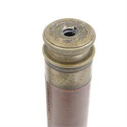Military issue BC & Co Ltd three draw telescope, inscribed Tel Sig Mark VI 4706 O.S. 717 GA with broad arrow, together with a B. Cooke & Son Ltd Hull single draw telescope, inscribed R.C Young, both in leather cases 