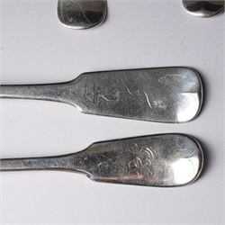 Pair of George IV silver fiddle, thread and shell pattern table forks Lonson 1826 and ten other 19th century silver table forks, various dates and makers (12)