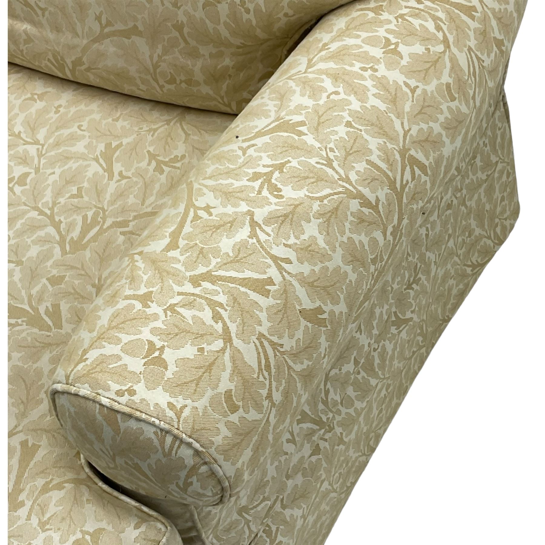Multi-York - traditionally shaped armchair, upholstered in oak leaf and acorn patterned fabric