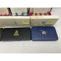 First National Coinage of Barbados 1973 proof eight coin set, from ten dollars to one cent, the ten dollar coin minted in sterling silver, the five dollar coin minted in 800 silver, and a Barbados 1974 proof eight coin set, both minted at The Franklin Mint, cased with certificates; two Republic of Malta decimal proof coin sets, dated 1978 and 1979, the 1979 one pound coin minted in sterling silver, both minted at The Franklin Mint, cased with certificates; Cayman Islands 1973 proof eight coin set, minted at the Royal Canadian Mint, cased; and a Cayman Islands 1979 proof eight coin set, the five dollar to fifty cents coins each minted in sterling silver, minted at the Franklin Mint, cased with certificate (6)