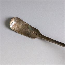 Six 19th century silver sauce ladles, comprising George III pair with engraved monogram to terminal, hallmarked Richard Crossley & George Smith IV, London 1807, pair of Scottish silver Fiddle pattern examples with engraved initials, hallmarked Marshall & Sons, Edinburgh 1836 and two other, both hallmarked