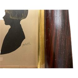 Silhouette portraits of Rosanna Cole, labelled verso 'Matthew Tiplady', signed Ms Oakley, H21cm
