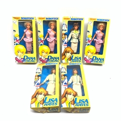 Six Matchbox Robotech fashion dolls - three Lisa Hayes and three Dana Sterling, all boxed (6)