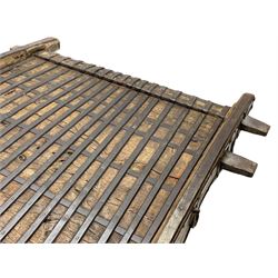 19th century Indian elephant 'Howdah' saddle, hardwood and iron bound 