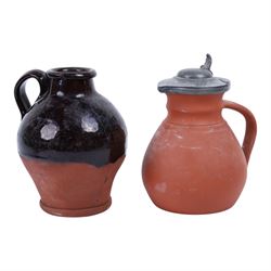 Pair of Barley open twist candlesticks, together with a similar brass pair, wooden biscuit barrel, boxes etc   