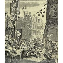 After William Hogarth (British 1697-1764): 'Beer Street' and 'Gin Lane', pair engravings originally published 1751, 29cm x 25cm (2)
