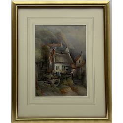 Frederick William Booty (British 1840-1924): Cottages at Runswick Bay, watercolour signed 35cm x 25cm
