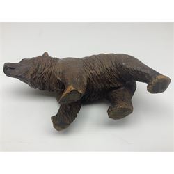 Black forest style carved wooden bear, H12cm