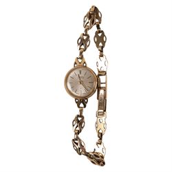 Bentima ladies 9ct gold manual wind wristwatch, on integral 9ct gold bracelet, Birmingham 1963