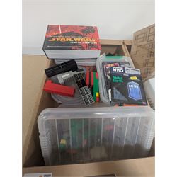 Collection of modelling equipment, kits, accessories, loose lego, including Games Workshop Warhammer 40000, military figures, etc, in four boxes, 