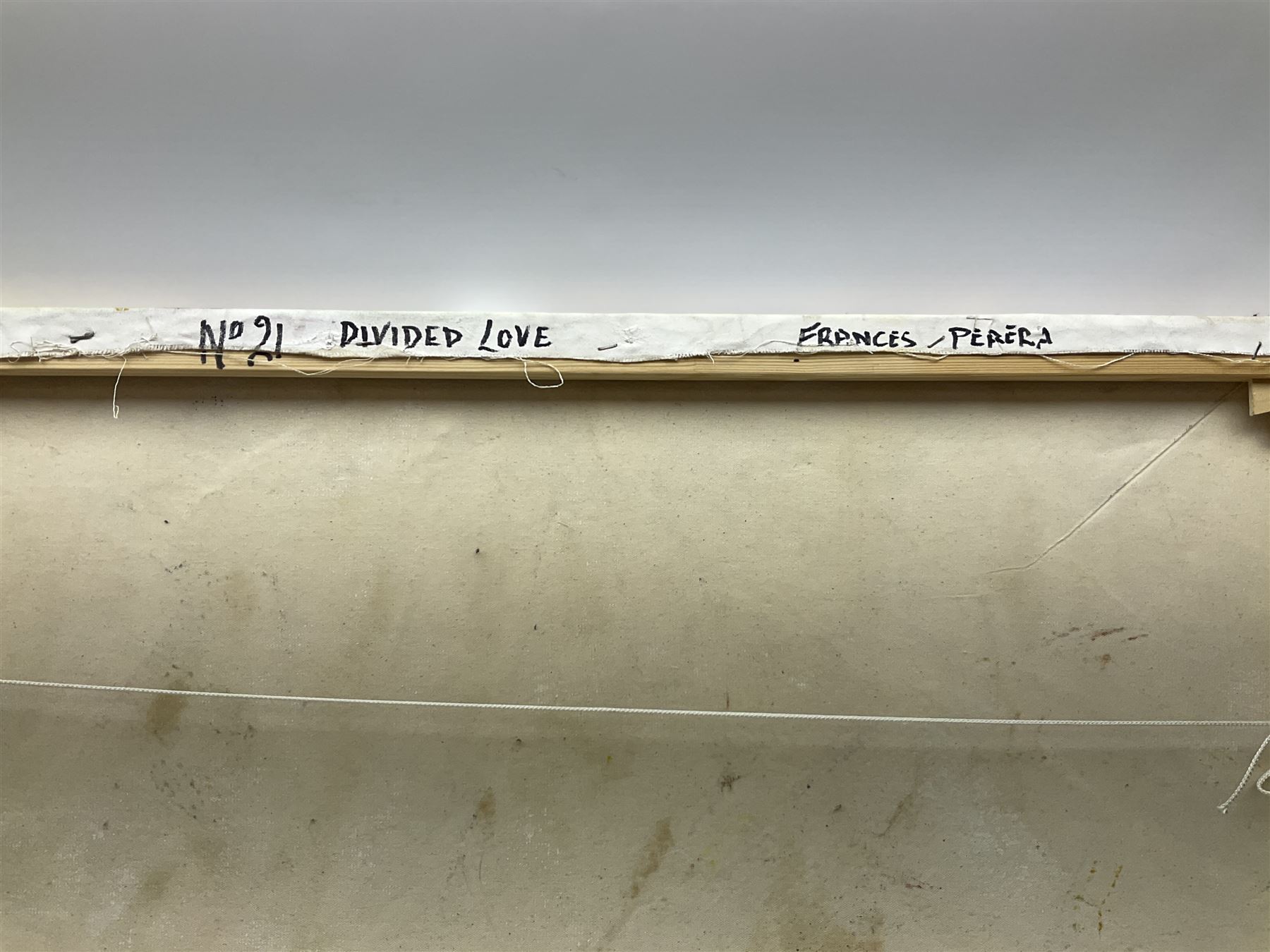 Francis Perera (Sri Lankan 1931-): 'Divided Love', oil on canvas signed, titled verso 73cm x 86cm (unframed)
Notes: Perera a noted Sri Lankan artist has had many solo exhibitions both in his home country and overseas. He is a six time winner of the Presidential Award, represented Sri Lanka in Washington DC to commemorate the 50th anniversary of its independence, exhibited at the Royal Commonwealth Society in 2002, and at the 20th International Art Festival in Germany.