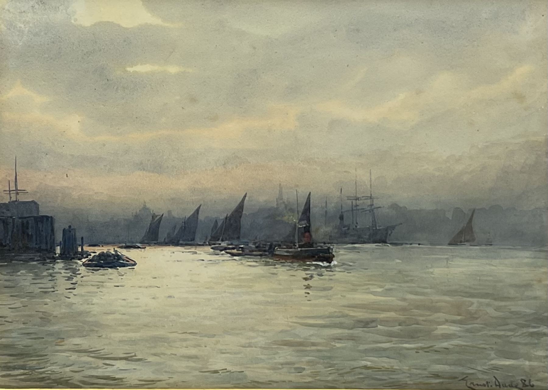 Ernest Dade (Staithes Group 1864-1934): Shipping in the Thames Estuary ...