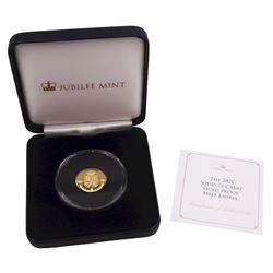 Queen Elizabeth II Tristan Da Cunha 2021 22-carat gold proof half laurel coin, cased with certificate