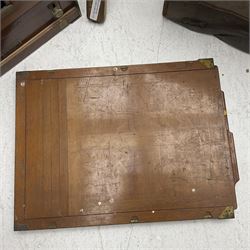 Kieser & Pfeufer folding mahogany and brass full plate camera, with adjustable wooden tripod