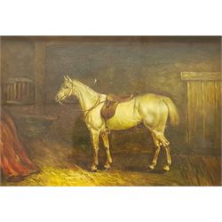 English School (19th/20th century): Horse in a Stable, oil on panel unsigned 12cm x 18cm