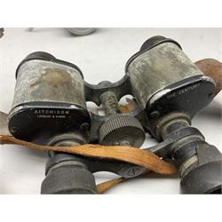 Brass telescope, together with Zenith 7 x 50 field binoculars, two polaroid cameras and other cameras and equipment 