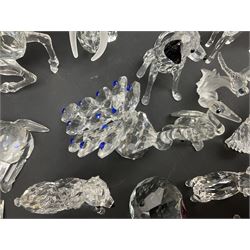 Swarovski Crystal animals, to include sheep, pigs, antelope, cockeral and hen, chicks, Pegasus, owls, giraffe, etc, together with Swarovski Crystal dancer, Isadora