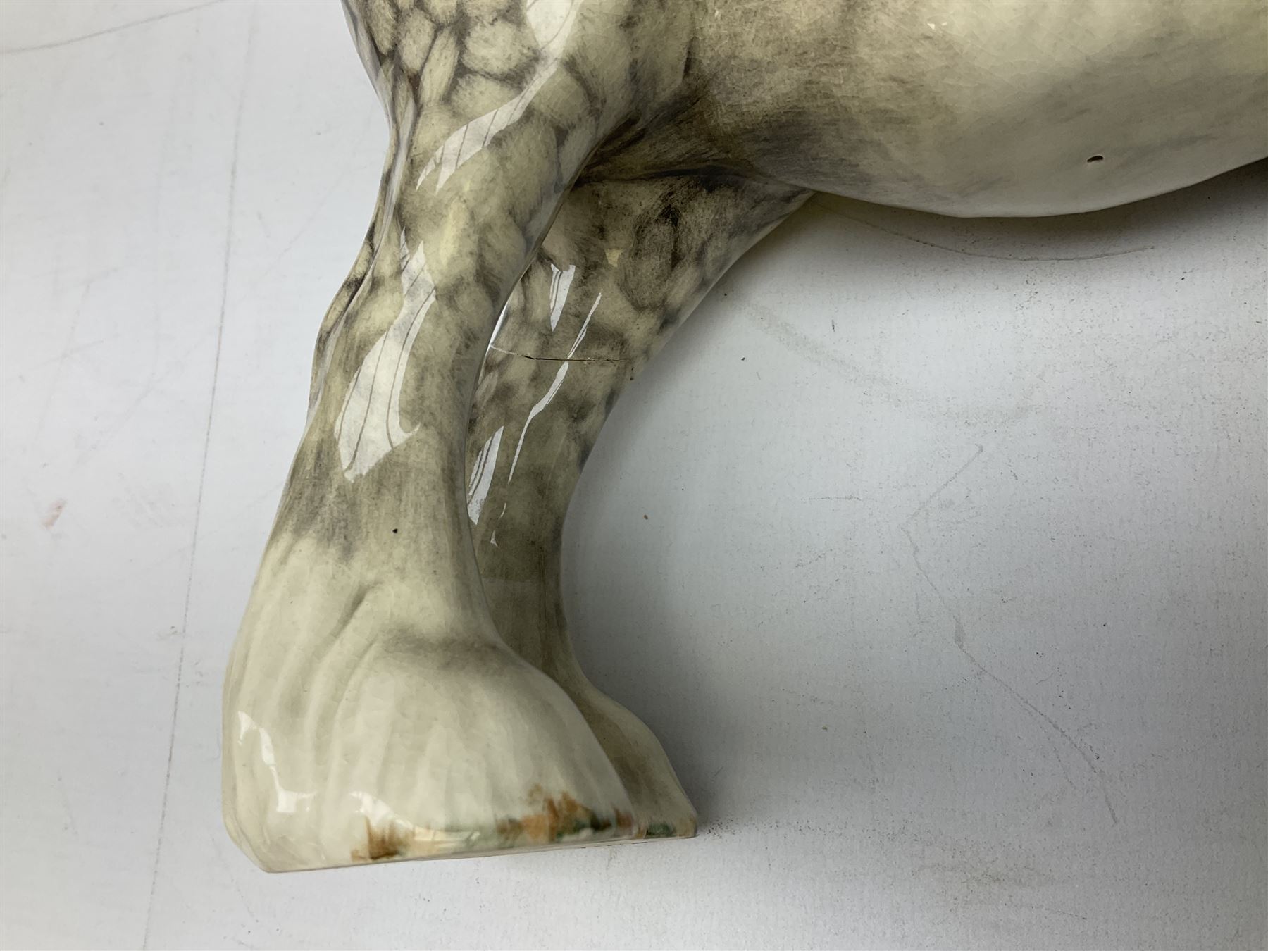 Beswick Shire horse in rocking horse grey no. 818, with printed mark beneath, H21cm