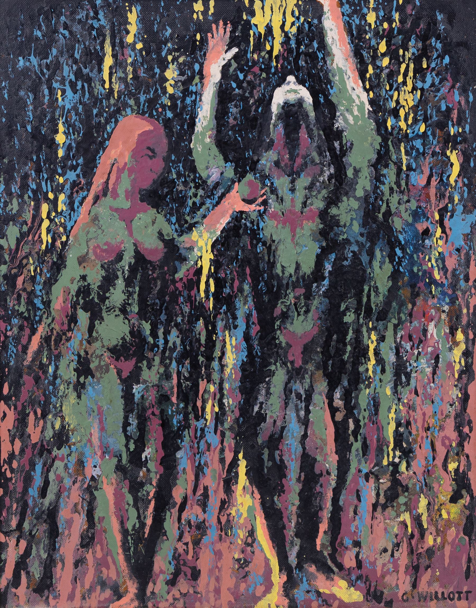 George Willott (British 1920-2000): Adam and Eve, oil on board signed 49cm x 39cm 
Notes: Willott was Principal of Walsall School of Art and secretary to Walsall Society of Artists.