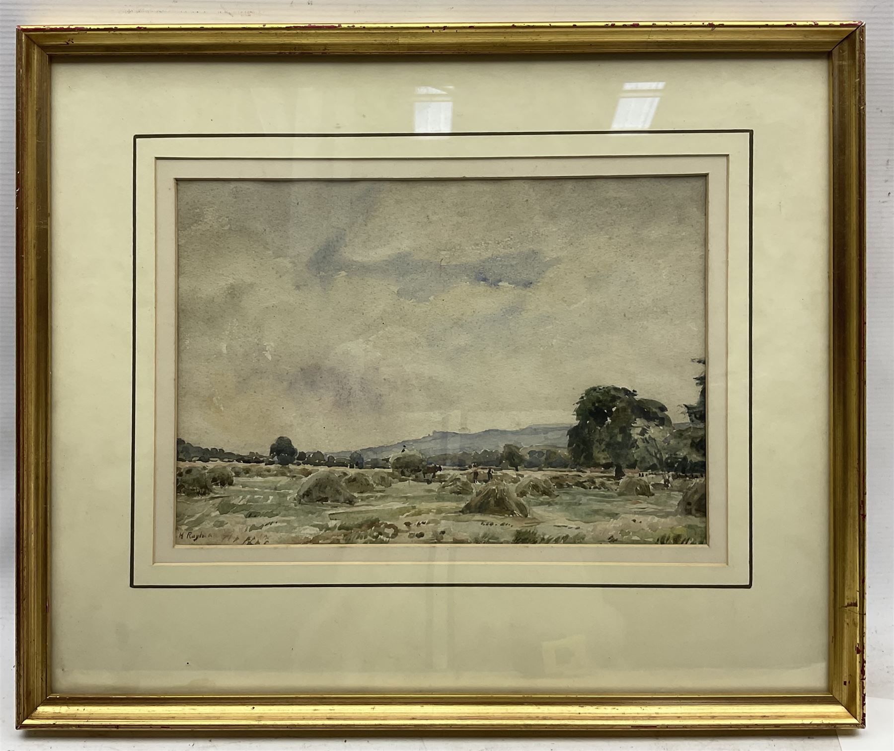Herbert F Royle (British 1870-1958): View Across the Hayricks, watercolour signed 22cm x 32cm 