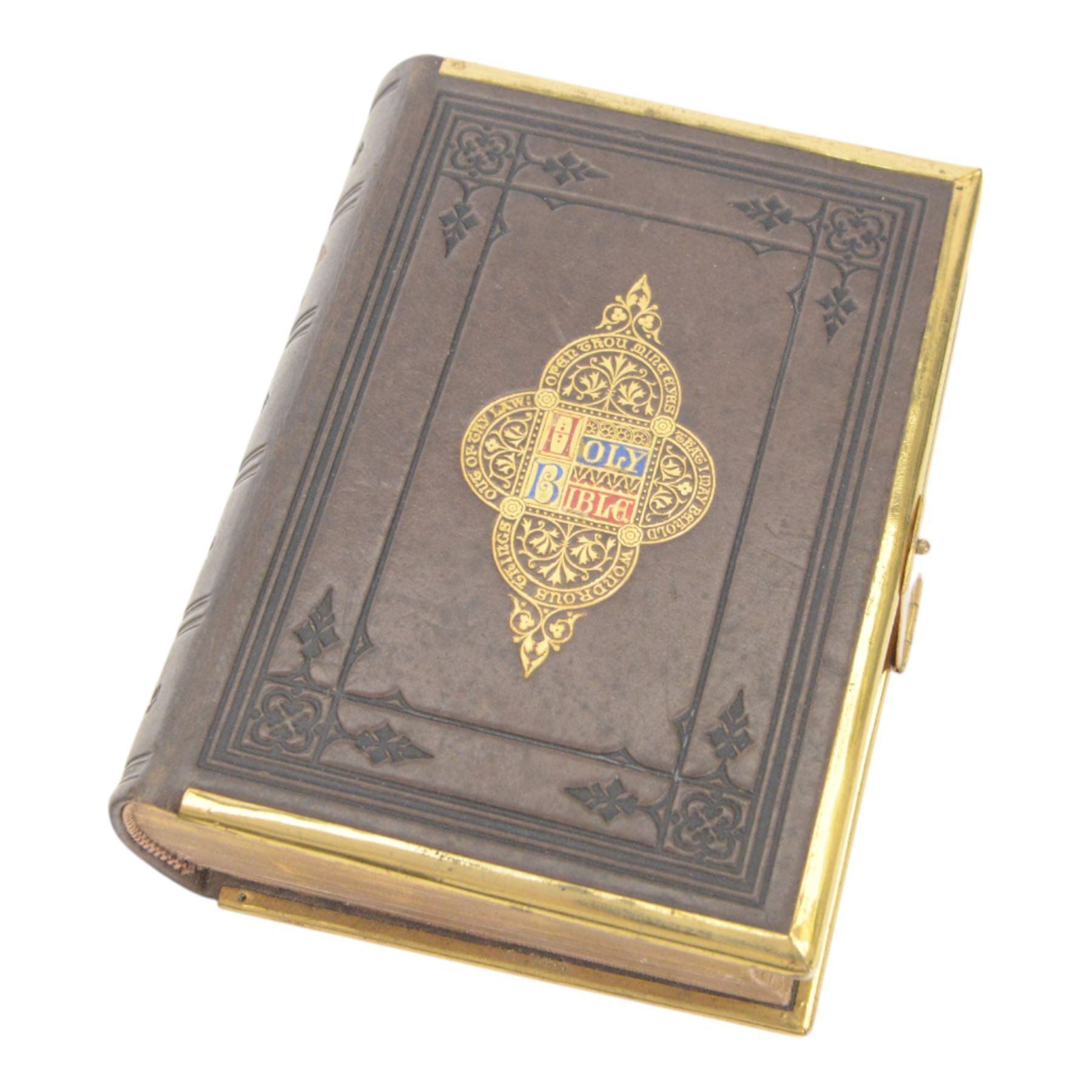 The Holy Bible, containing the Old and New Testaments, black-ruled and printed in double-columns, illustrated with steel-engraved plates and maps, bound gilt-metal, by [Charles] Courtier, London, 