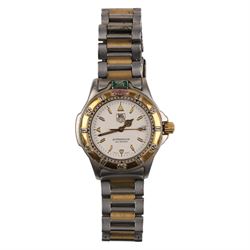 9ct gold jewellery, including bone deer pendant in gold mount, signet ring and stone set brooch, all stamped or hallmarked, three silver bangles, base metal bangle, brass diving related keychains and a Tag Heuer quartz wristwatch