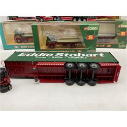 Corgi Eddie Stobart - four lorries in the Superhaulers Series Nos. TY86650, TY86649, TY86647 & TY86646; three other lorries Nos. 23203, 29103 & 20903; all boxed; and two unboxed lorries (9)