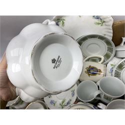 Poole vase decorated with flowers, no 877, Copeland Spode Dauphine pattern coffee service for six, and floral Richmond teawares