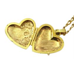 9ct gold heart locket pendant necklace, hallmarked 