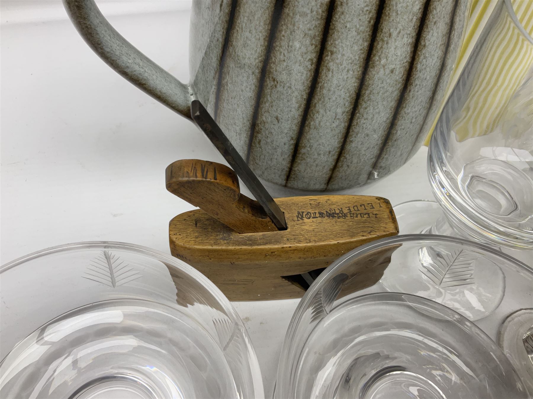 Denby coffee pot, together with Hornsea sugar shaker, glassware and other collectables 