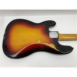 Early 1960s American Fender Precision electric bass guitar with original three-tone sunburst finish and faux tortoiseshell scratch plate; rosewood fretboard; all original fittings including chromium plated bridge and pick-up covers, finger rest, 'pots' and machines, dated on end of neck 5NOV62C, serial no.91625; L115cm overall; in Selmer simulated reptile skin covered carrying case. Sold with non-transferrable CITES A10 licence, certificate no.23GBA10CNKKEB, serial no.441200, dated 30th August 2023. Also included are original 1960s photographs of the band 'The Rascals' and photocopies of newspaper cuttings advertising their forthcoming performances along with a photocopy of a photograph of their television appearance on 'Opportunity Knocks' in 1967/8 (coming second to Mary Hopkins). In addition there is a reel-to-reel tape recording and USB stick of the band playing and two sheets of biographical information. Auctioneer's Note: The guitar was ordered by Trevor Parker from Pat Cornell's Music Shop, Spring Bank, Hull and imported from the USA in 1962, well before it was available in the UK. Trevor was the bass guitarist of The Rascals from Hull, later The Ides of March, who supported artists such as Elton John on the Hull circuit. Trevor played the guitar extensively until 1969 when The Rascals disbanded, he got married to Maureen and settled down to family life. Trevor sadly passed away in 2017, and after being in store for fifty-four years his widow has decided it is time for his guitar to be sold.