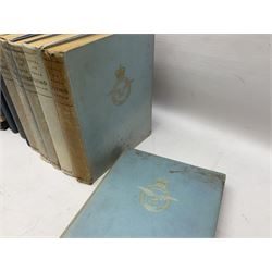 Aircraft of the Fighting Powers. Five volumes. 1940-44 including two copies of volume three; Royal Air Force Flying Review. Six volumes. 1956-63. Uniformly bound in blue cloth with gilt RAF crest to front covers; and ten other books of aircraft and aeronautica interest.