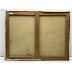 Manuel Tejero (Spanish 19th/20th century): Fishing Boats at Sunset with Campfire on the Shoreline, oil on canvas signed and dated 1937, 65cm x 85cm (unframed)