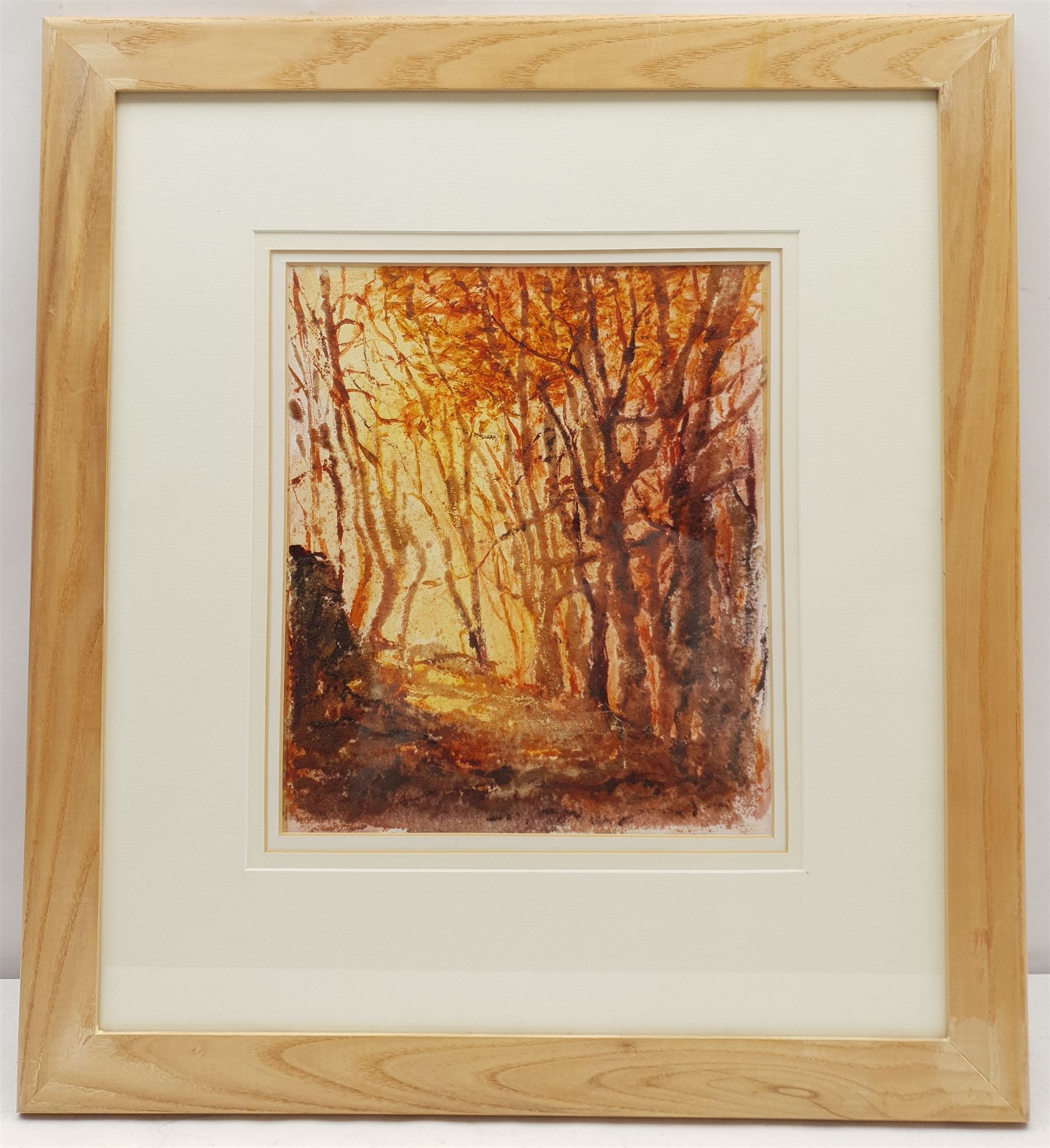 Keith Mountain (British 1944-): Trees, mixed media signed and inscribed with dedication verso 27cm x 23cm